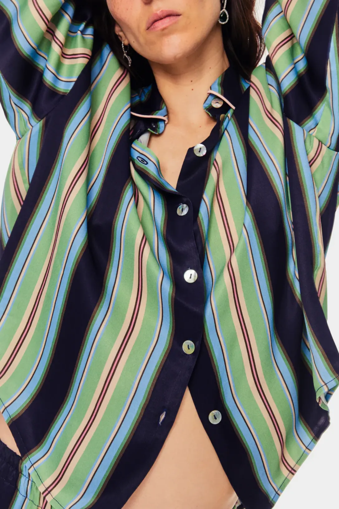 Pastelle Oversized Shirt | Teal Stripes