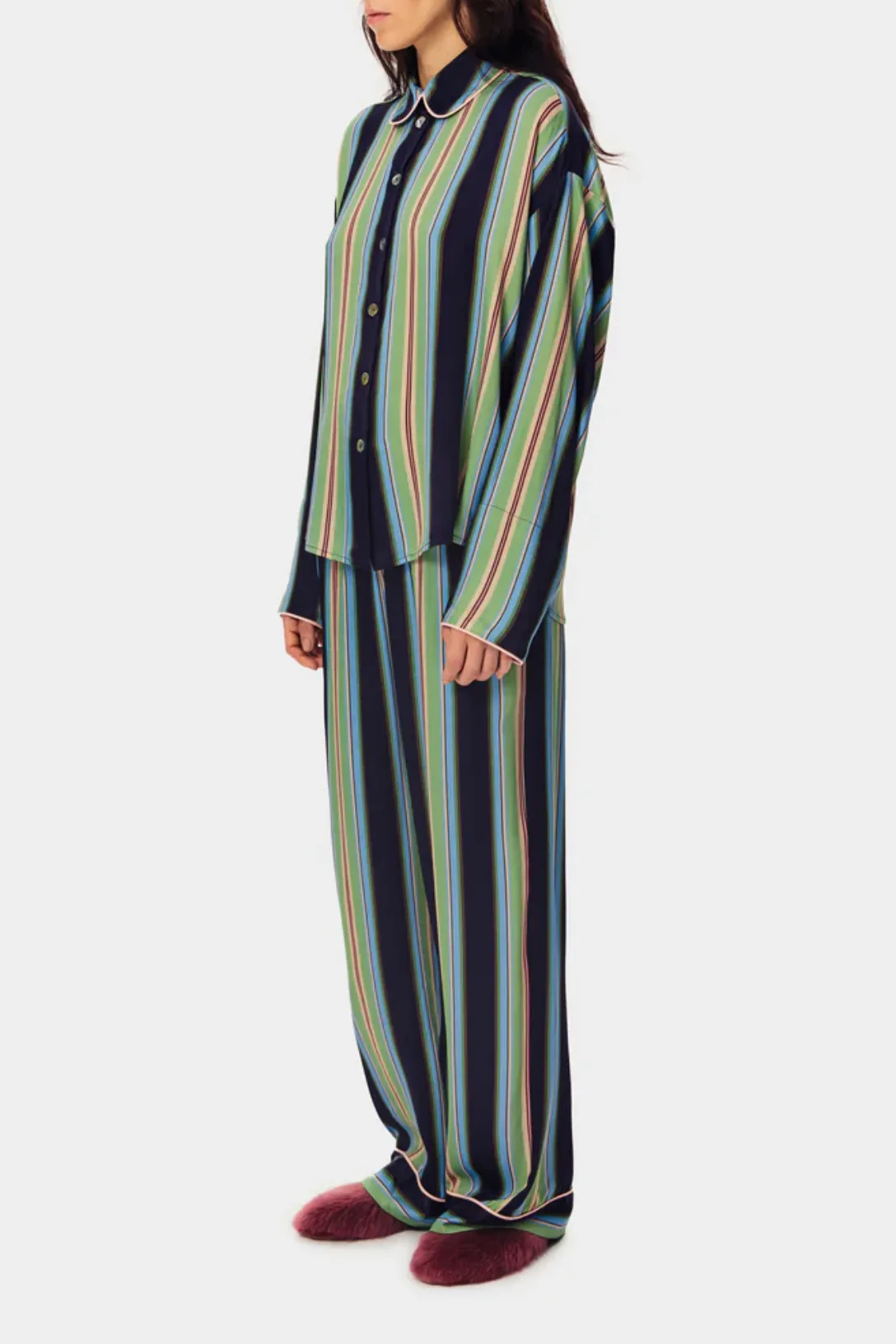 Pastelle Oversized Shirt | Teal Stripes