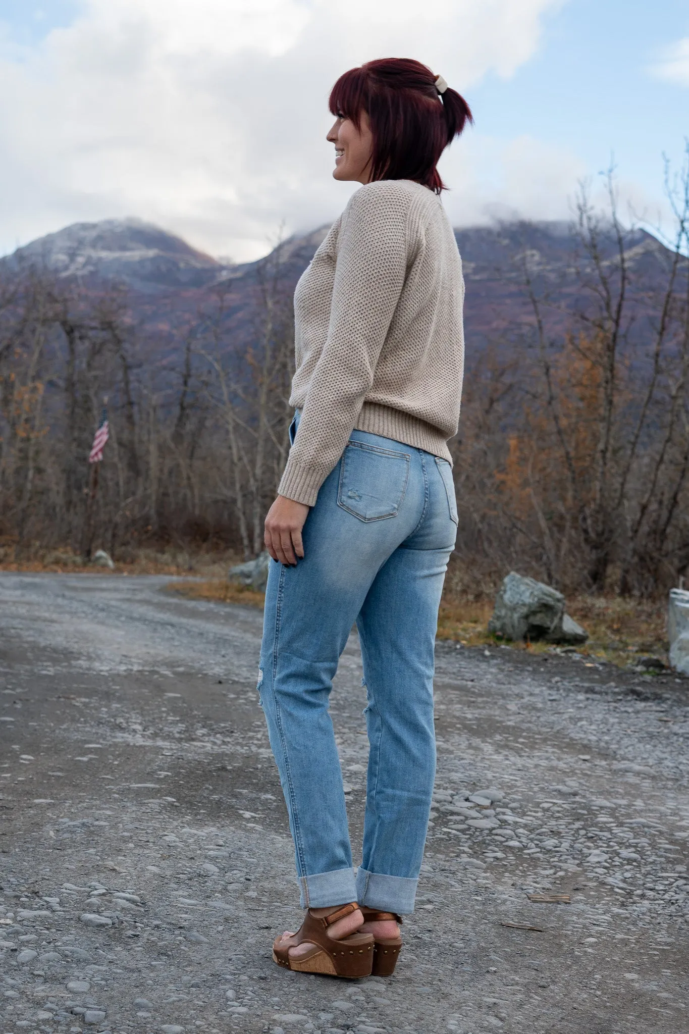 Patch Things Up High Rise Distressed Boyfriend Jeans