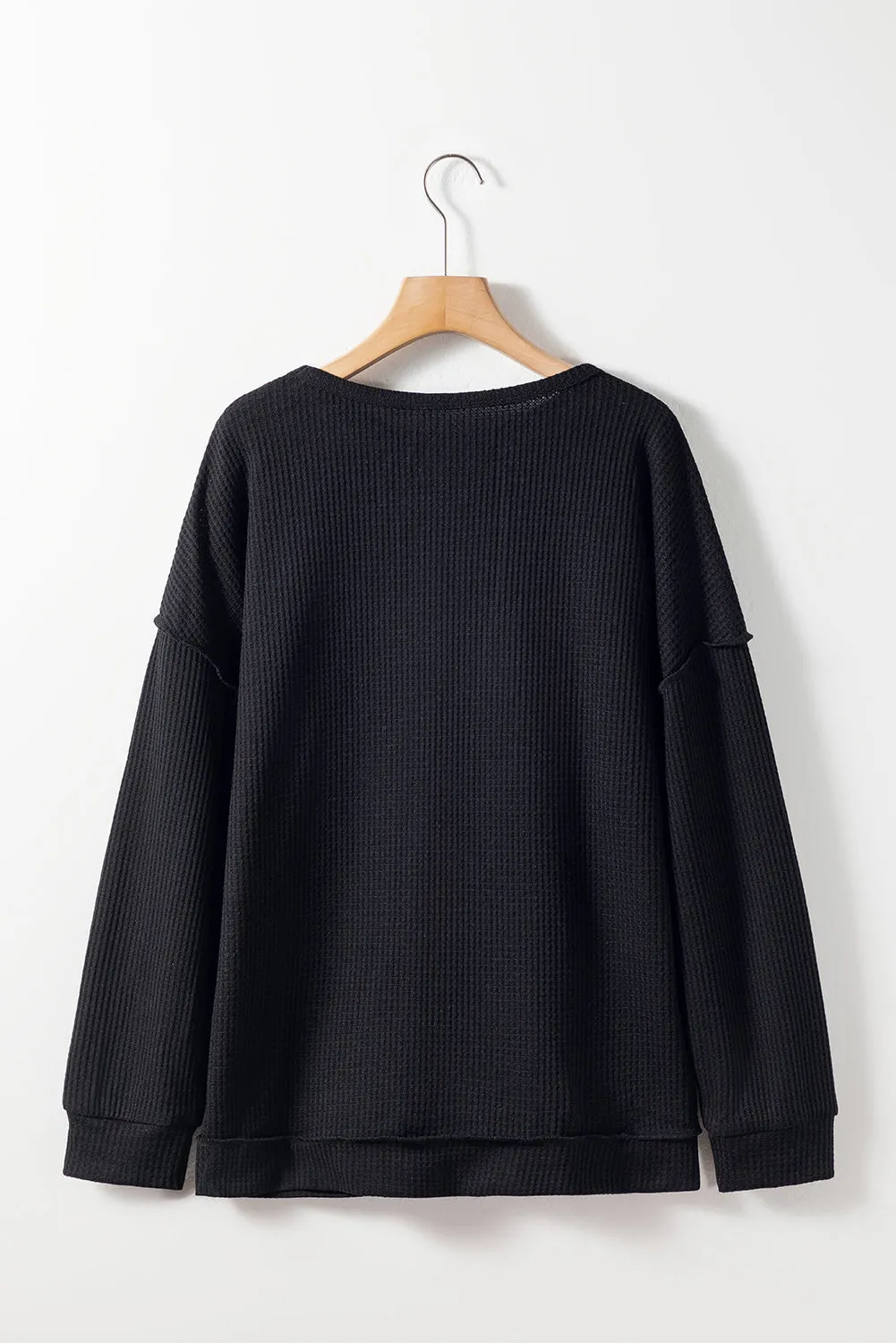 Patchwork Waffle Knit Plus Size Top