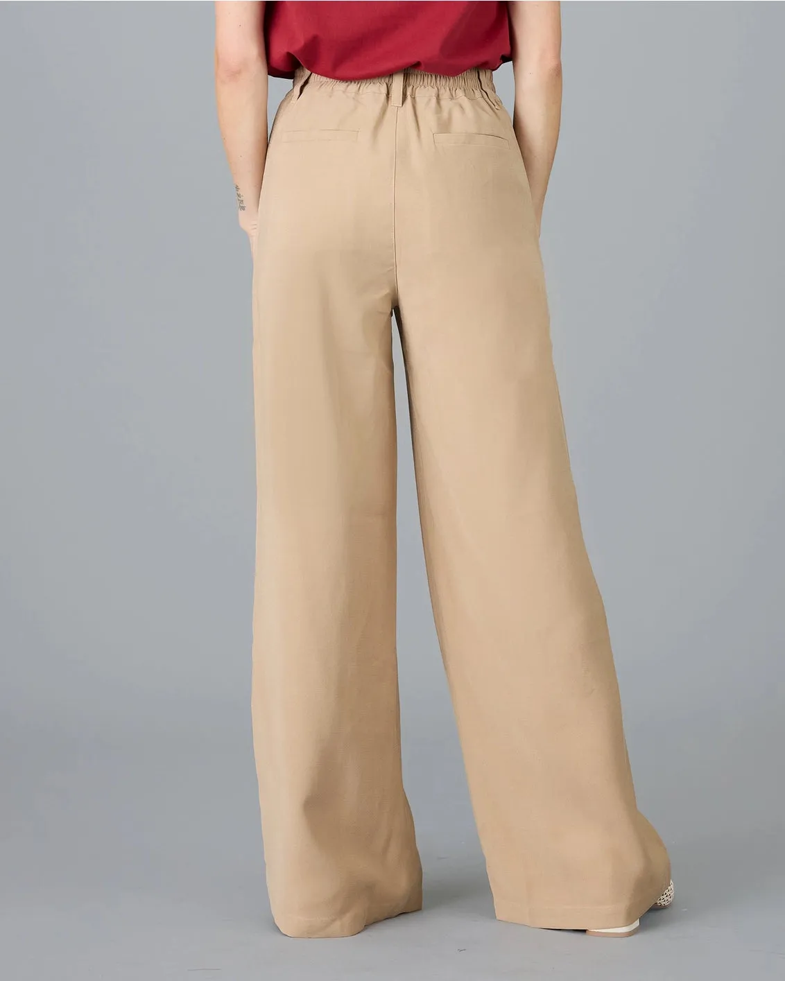 Paula Wide Leg Trousers - Tan