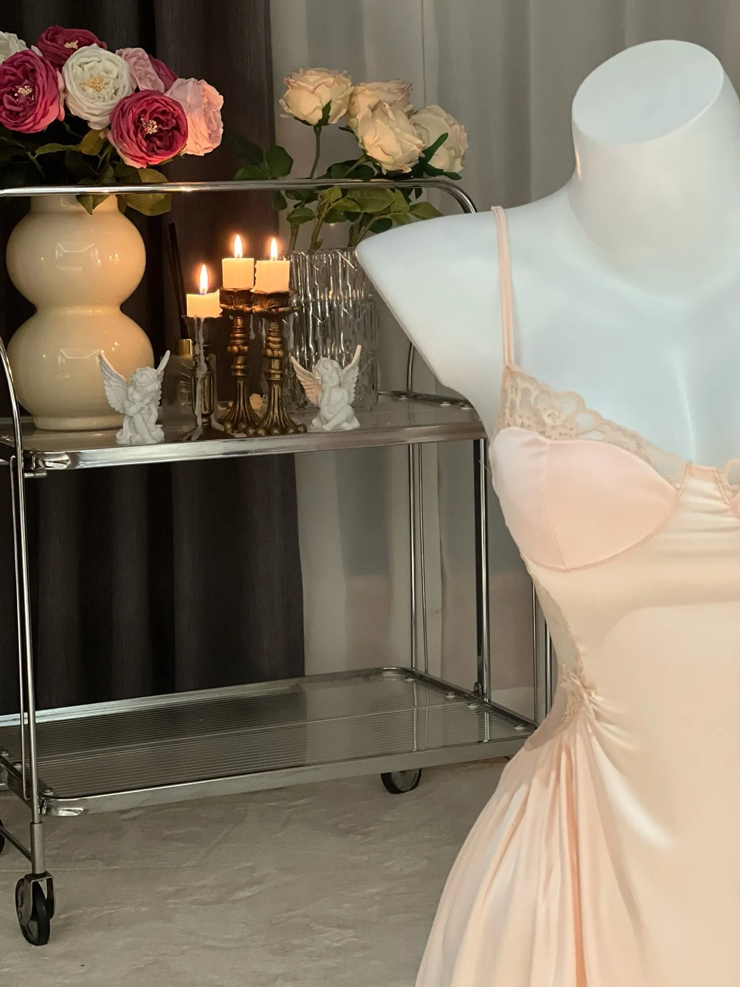 Peachy lingerie lace dress