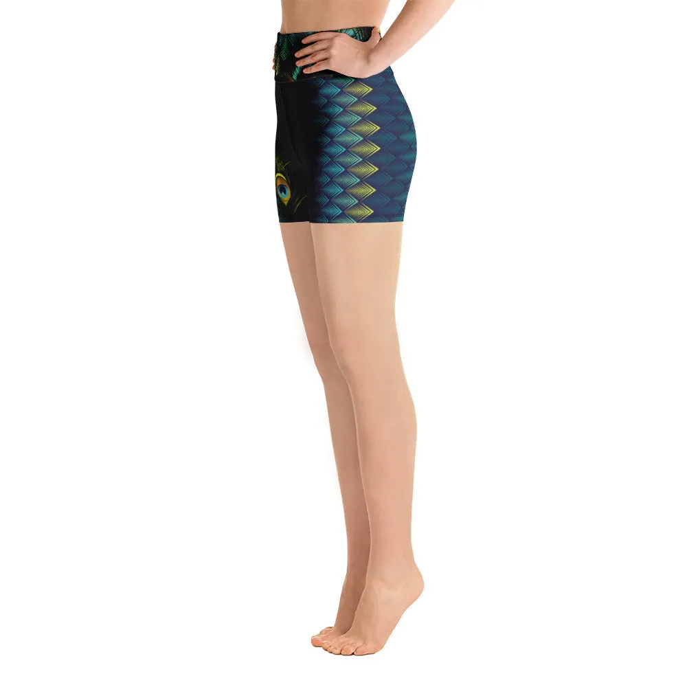Peacock Feathers - Yoga Shorts