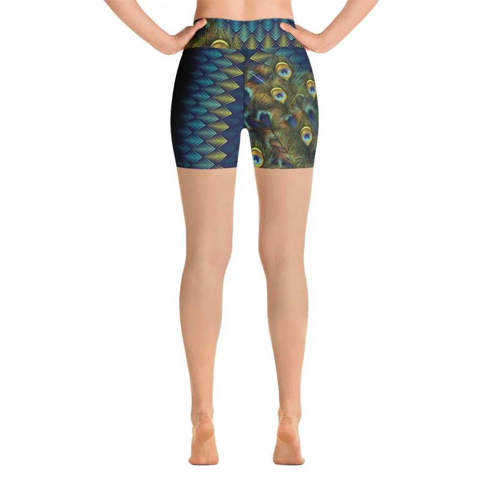 Peacock Feathers - Yoga Shorts