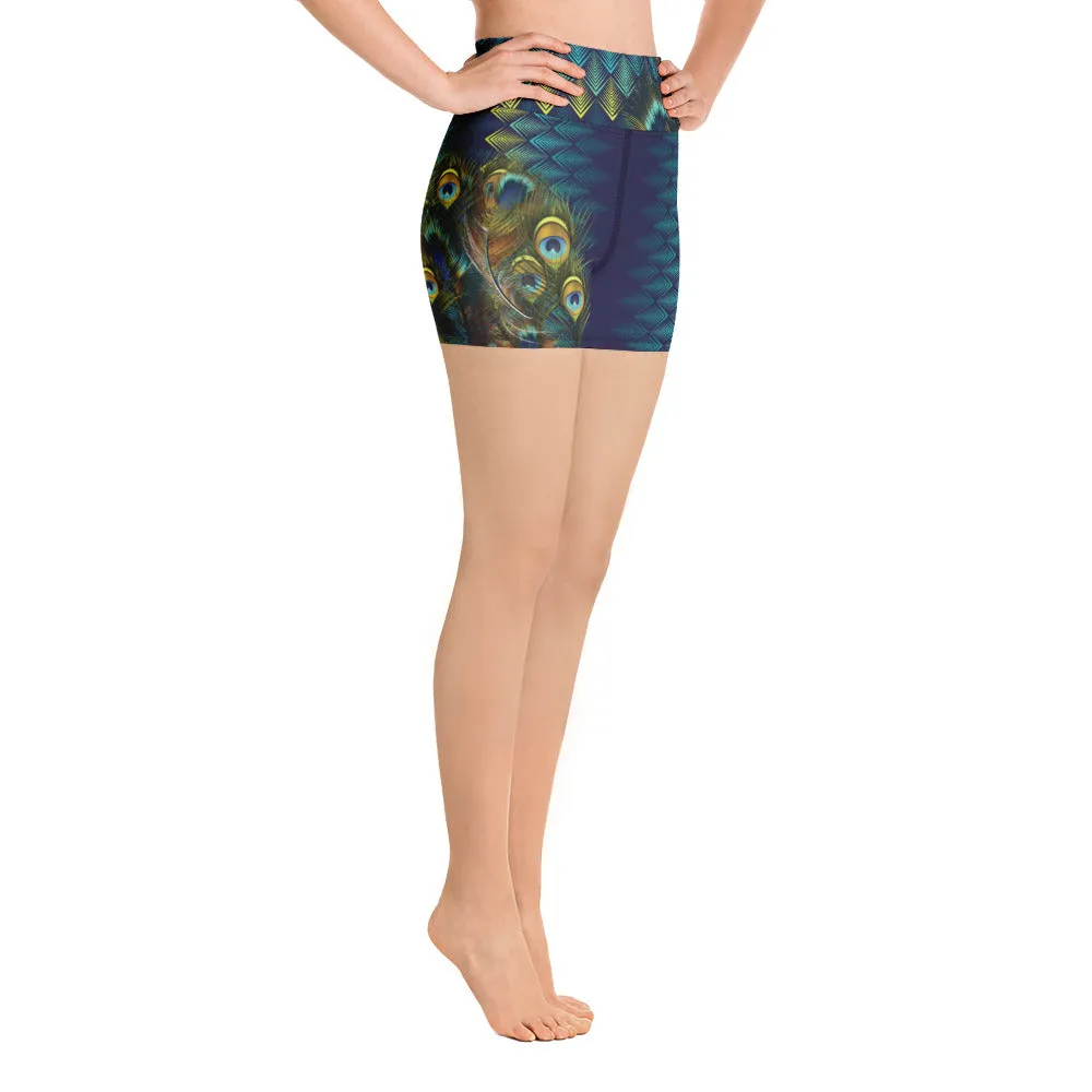 Peacock Feathers - Yoga Shorts
