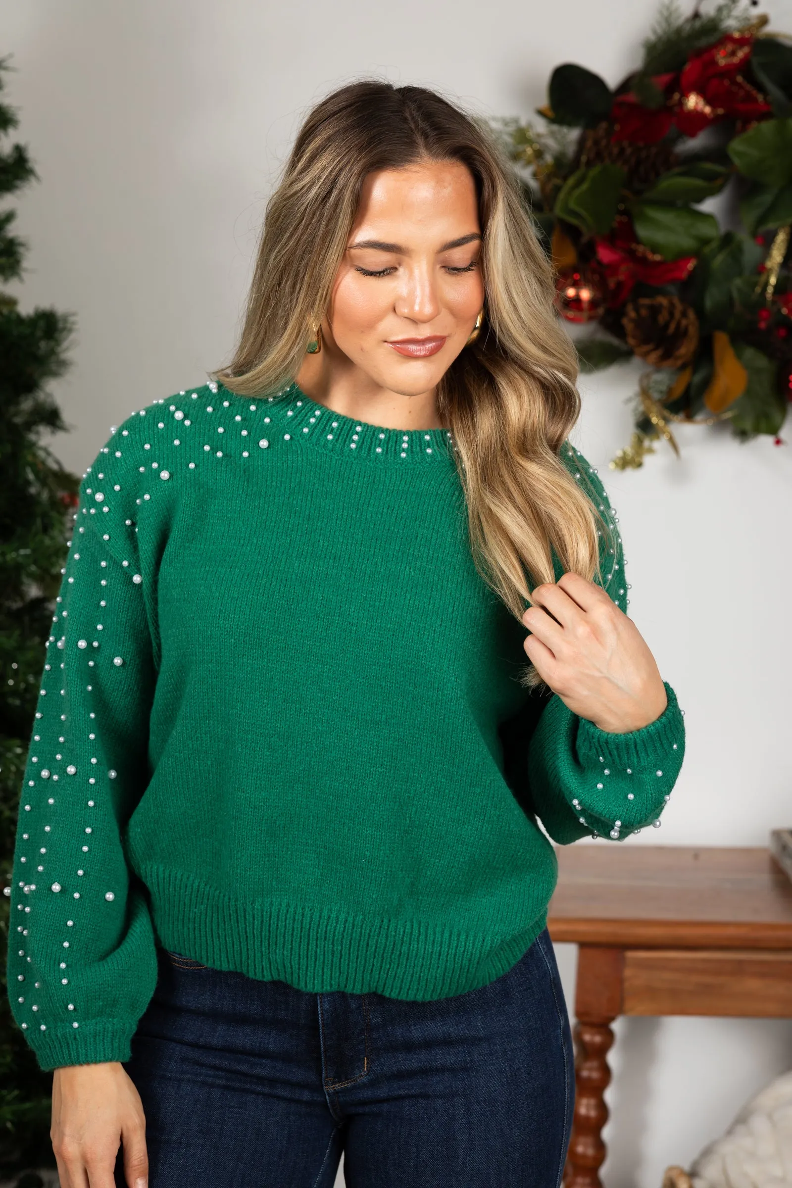 Pearl Balloon Sleeve Pullover Sweater