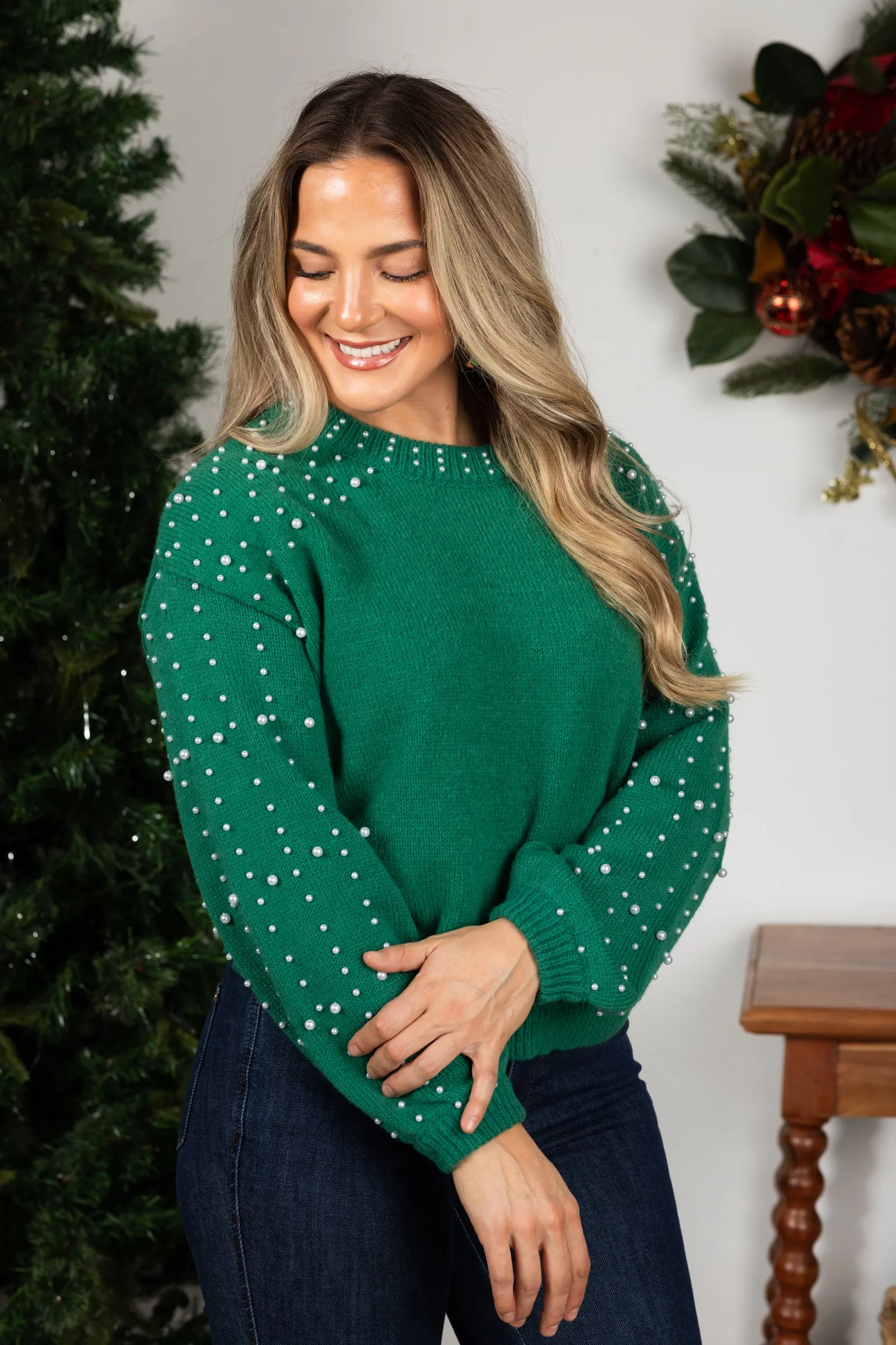 Pearl Balloon Sleeve Pullover Sweater