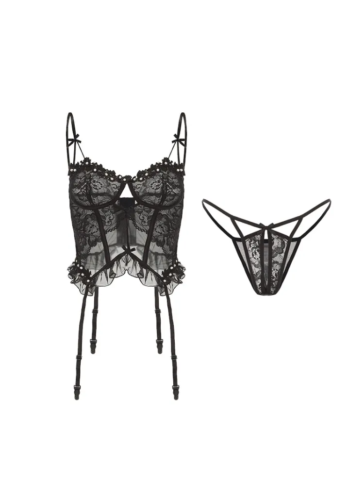 Pearl Lace Corset Lingerie Set