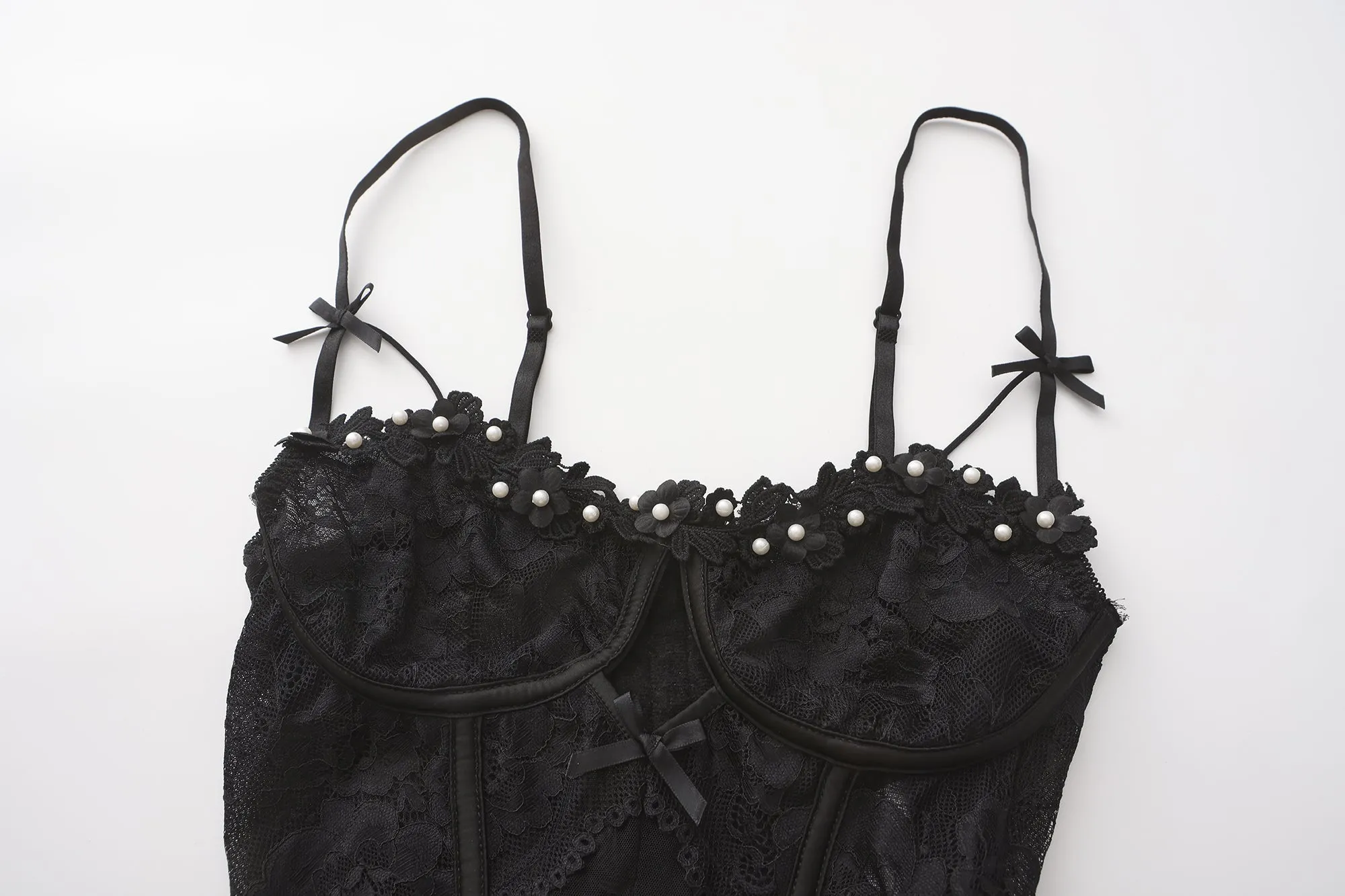 Pearl Lace Corset Lingerie Set