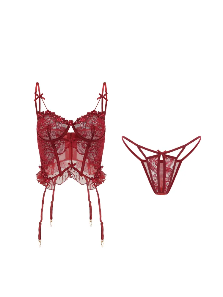 Pearl Lace Corset Lingerie Set