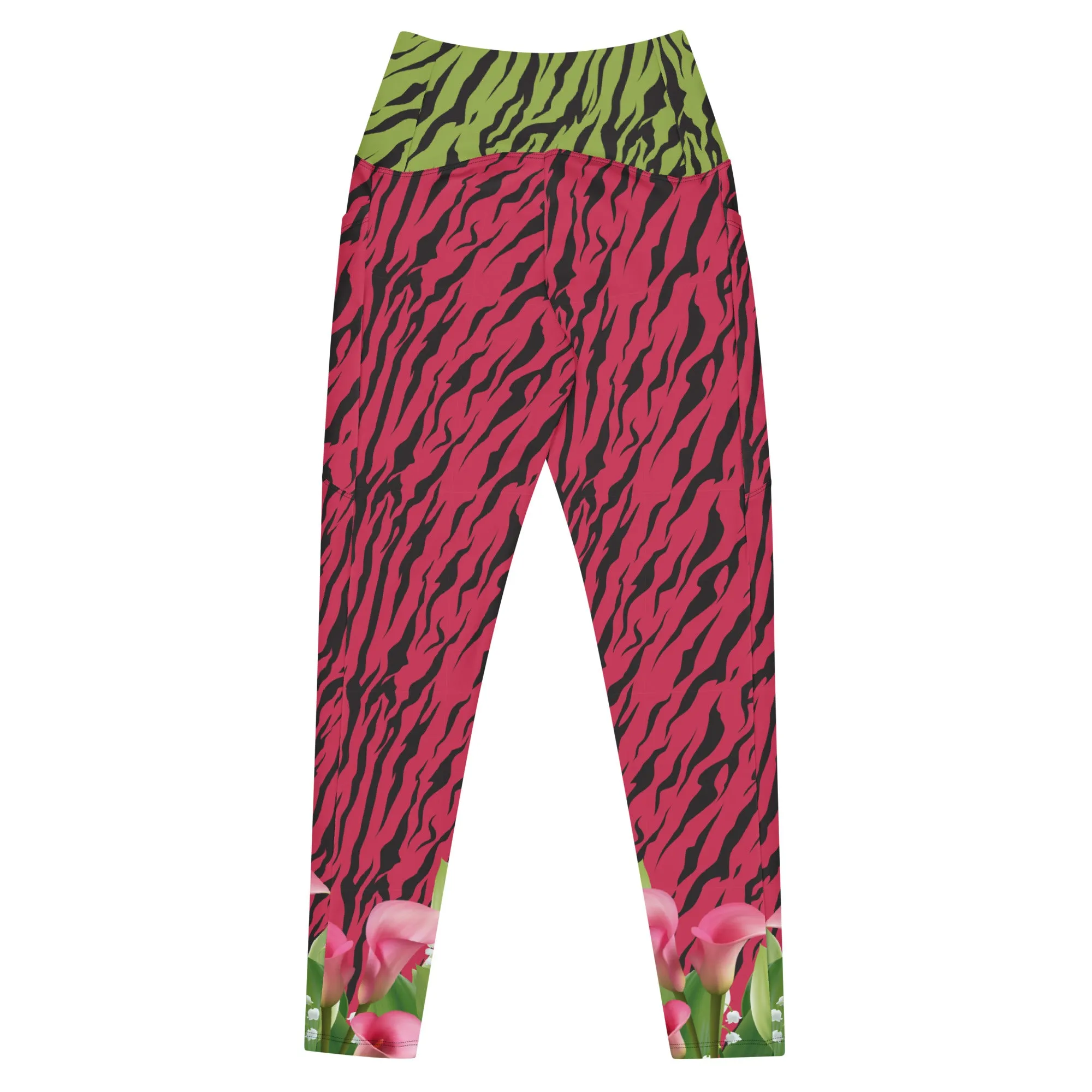 Pink and Green Zebra with Cala Liles Leggings with pockets
