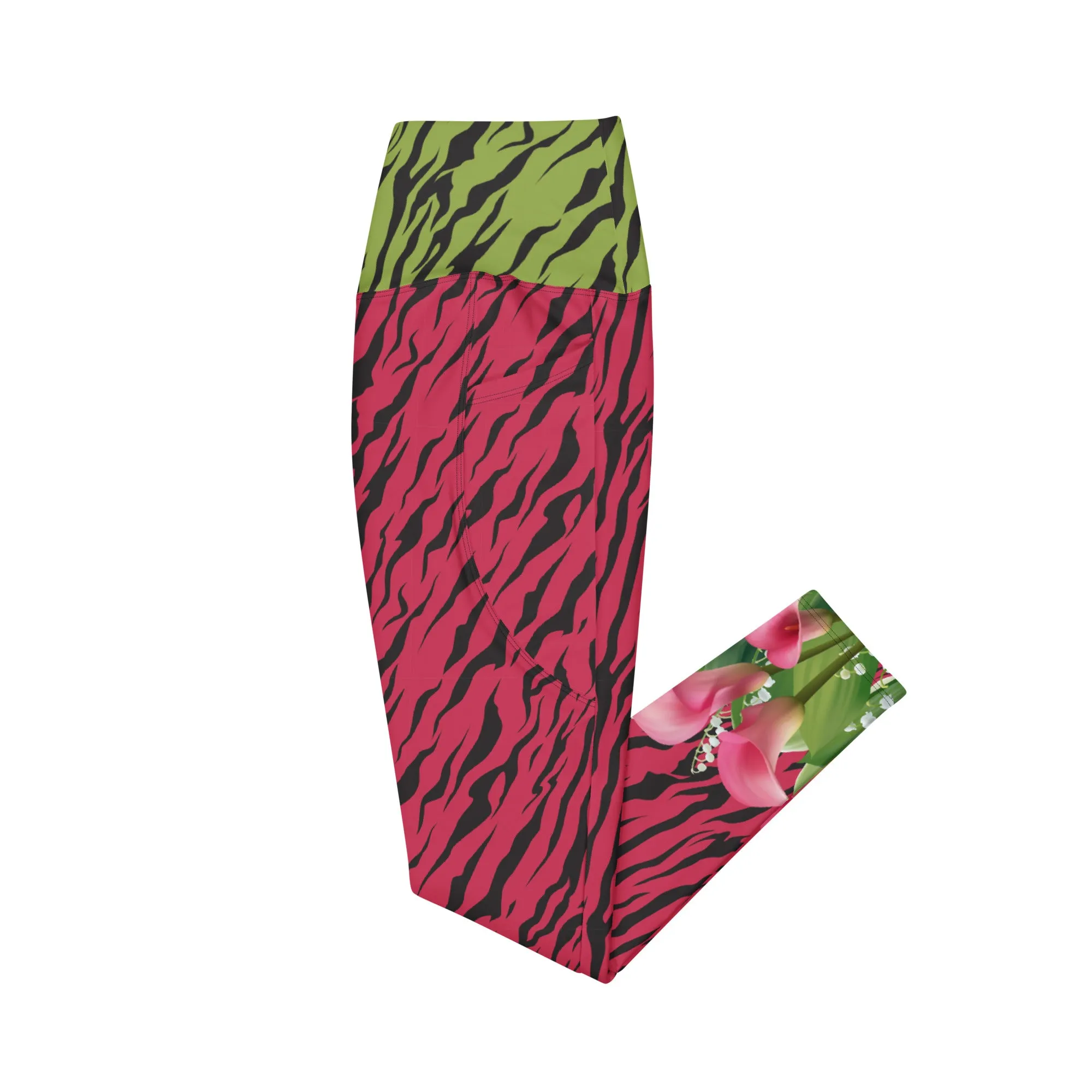 Pink and Green Zebra with Cala Liles Leggings with pockets