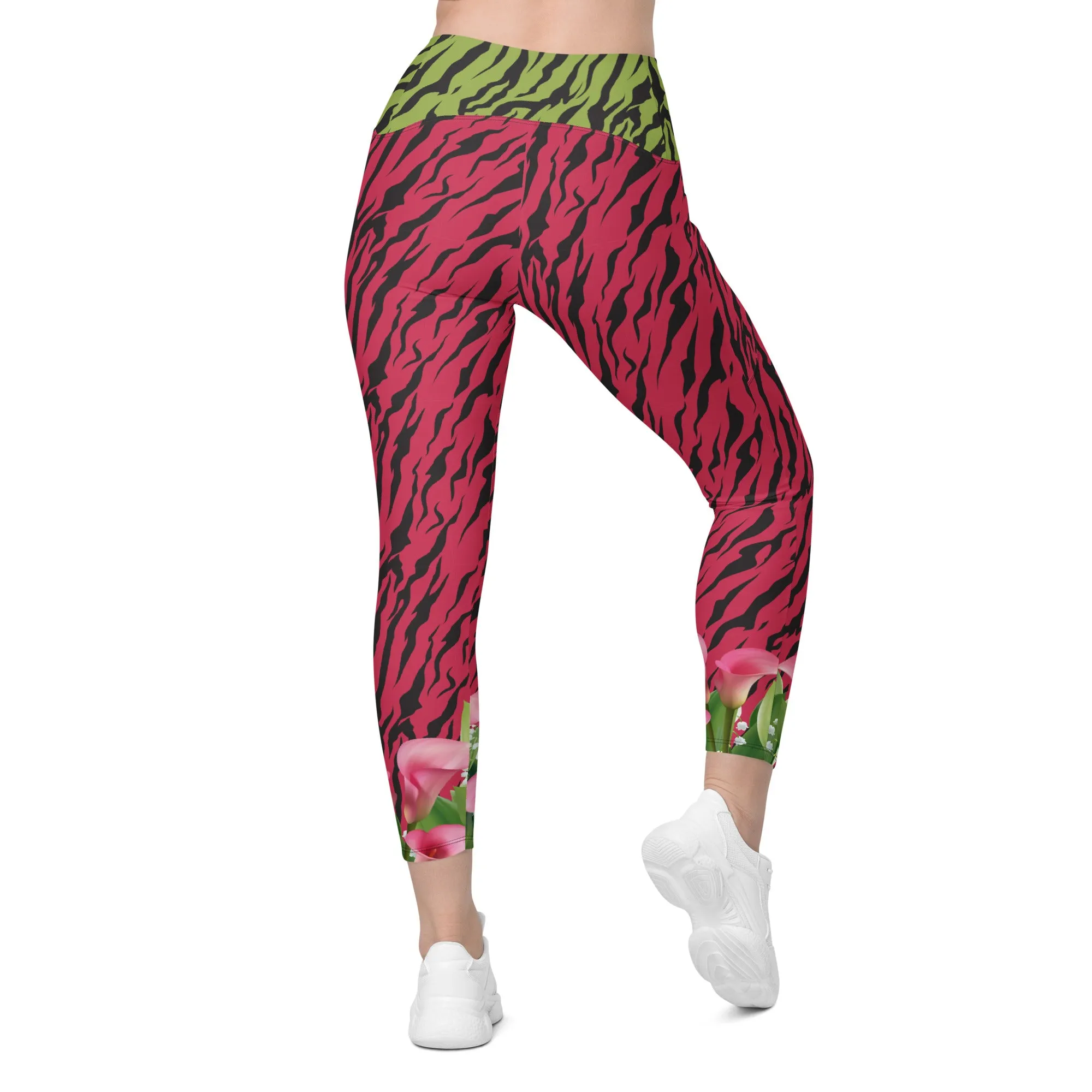 Pink and Green Zebra with Cala Liles Leggings with pockets