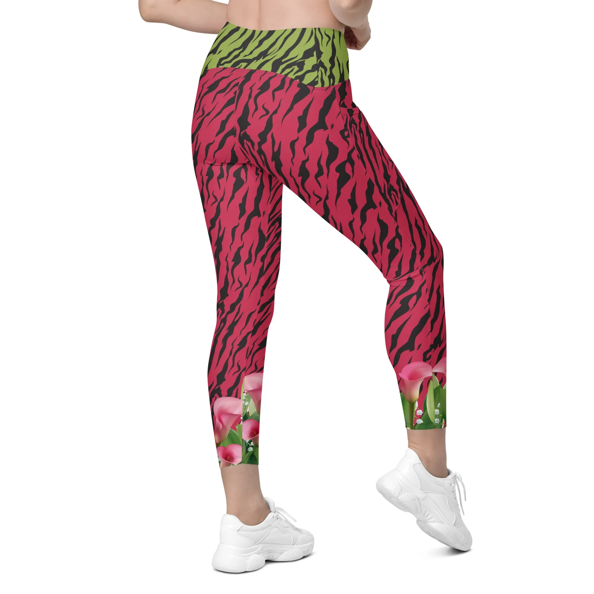 Pink and Green Zebra with Cala Liles Leggings with pockets