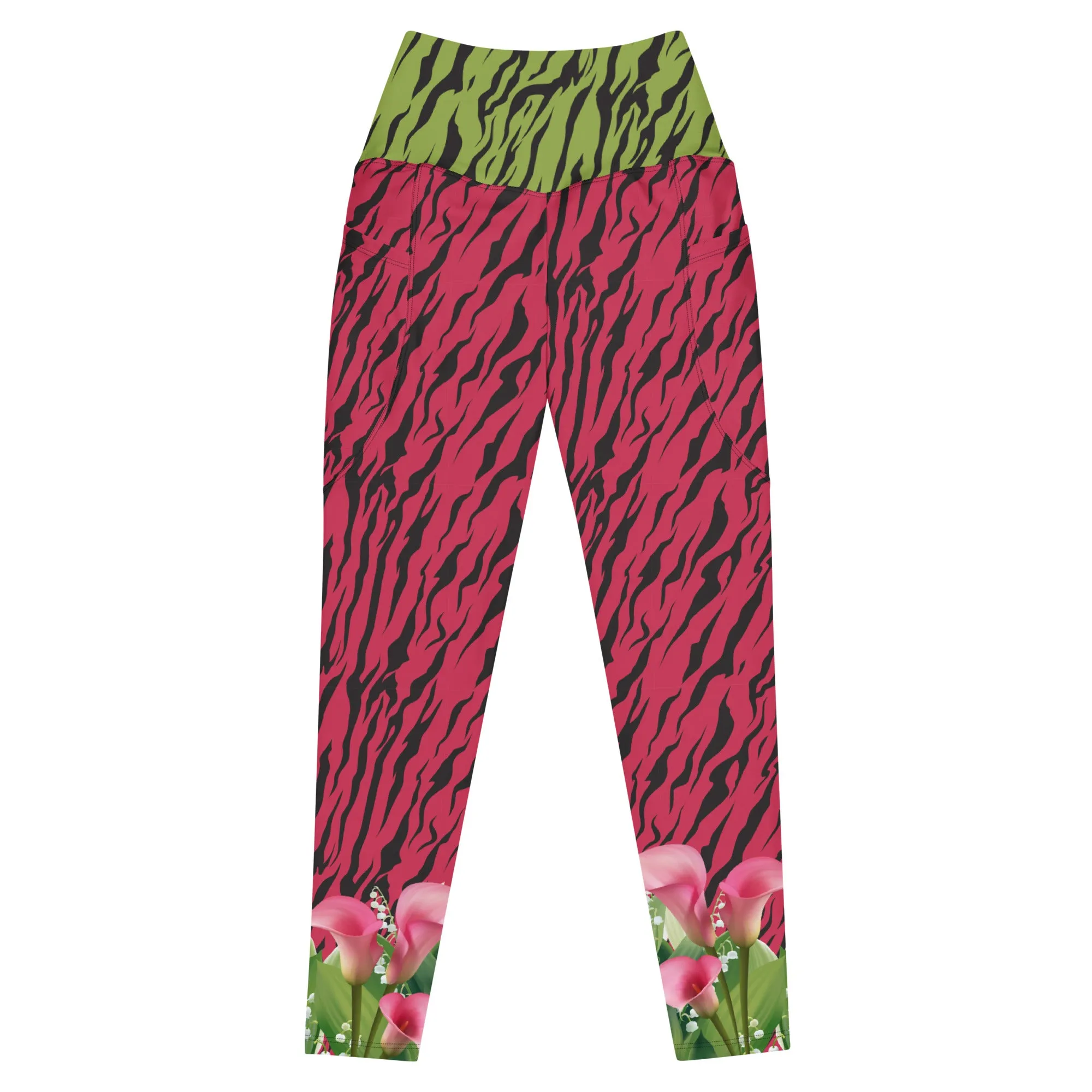 Pink and Green Zebra with Cala Liles Leggings with pockets