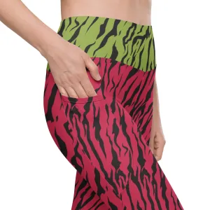 Pink and Green Zebra with Cala Liles Leggings with pockets