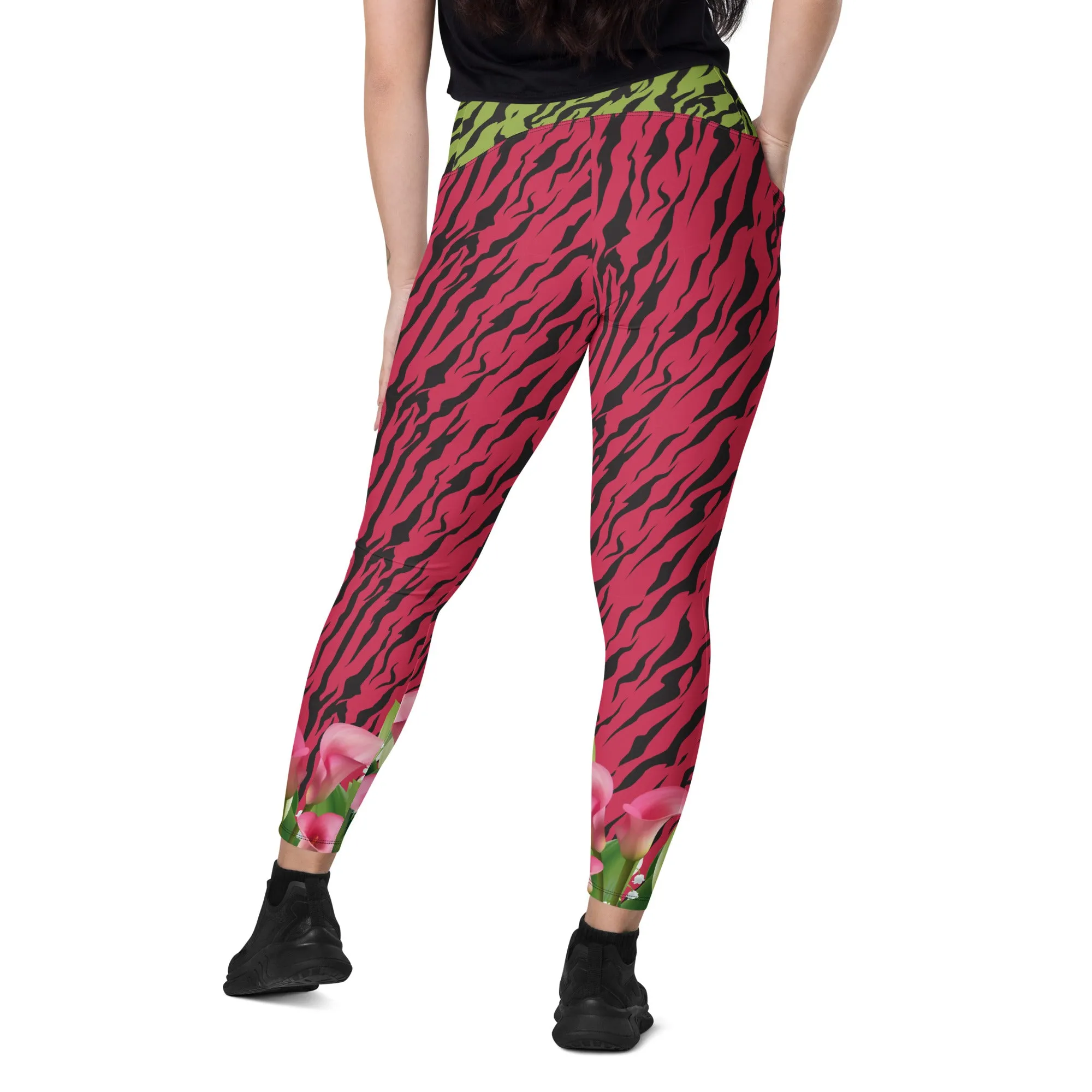 Pink and Green Zebra with Cala Liles Leggings with pockets