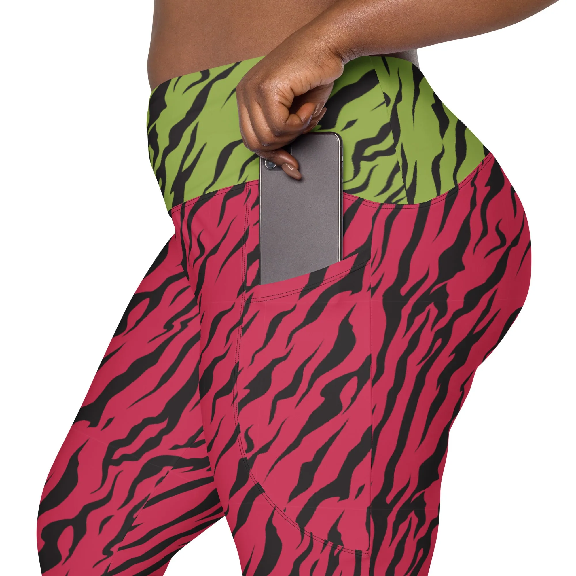 Pink and Green Zebra with Cala Liles Leggings with pockets