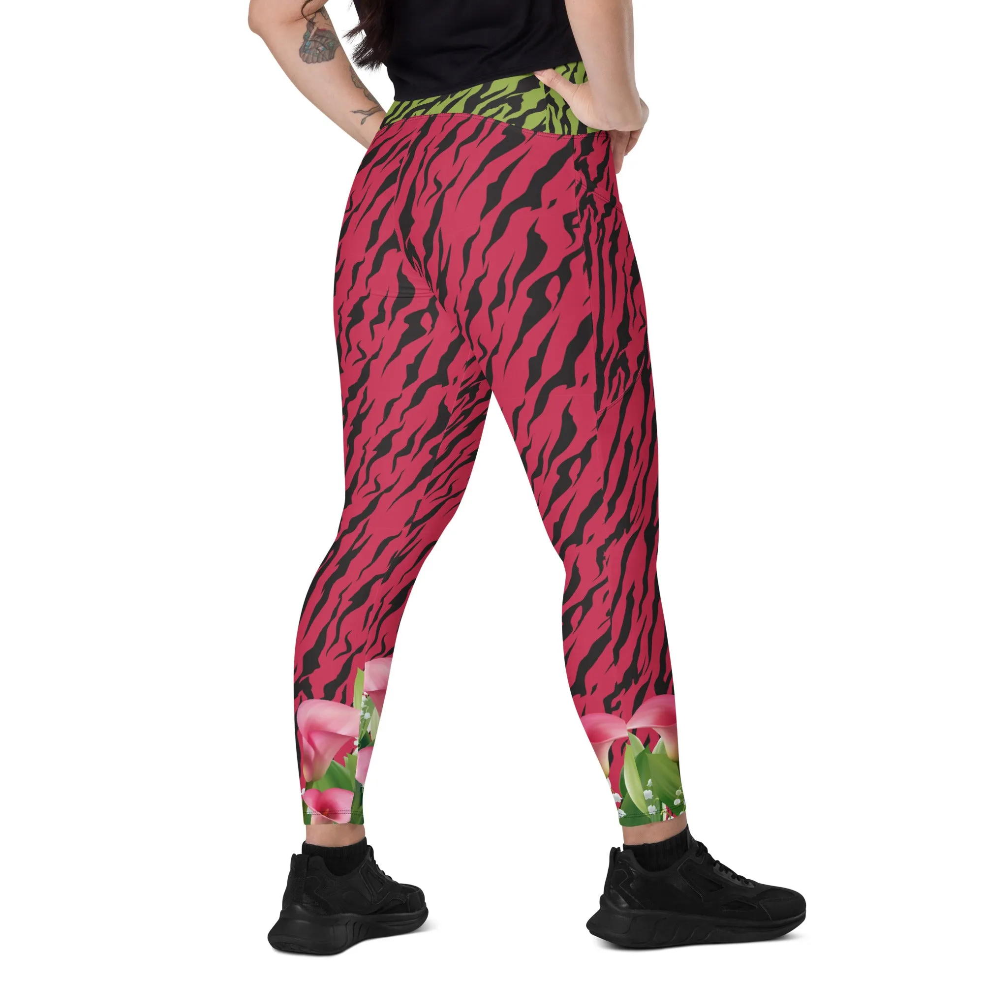 Pink and Green Zebra with Cala Liles Leggings with pockets