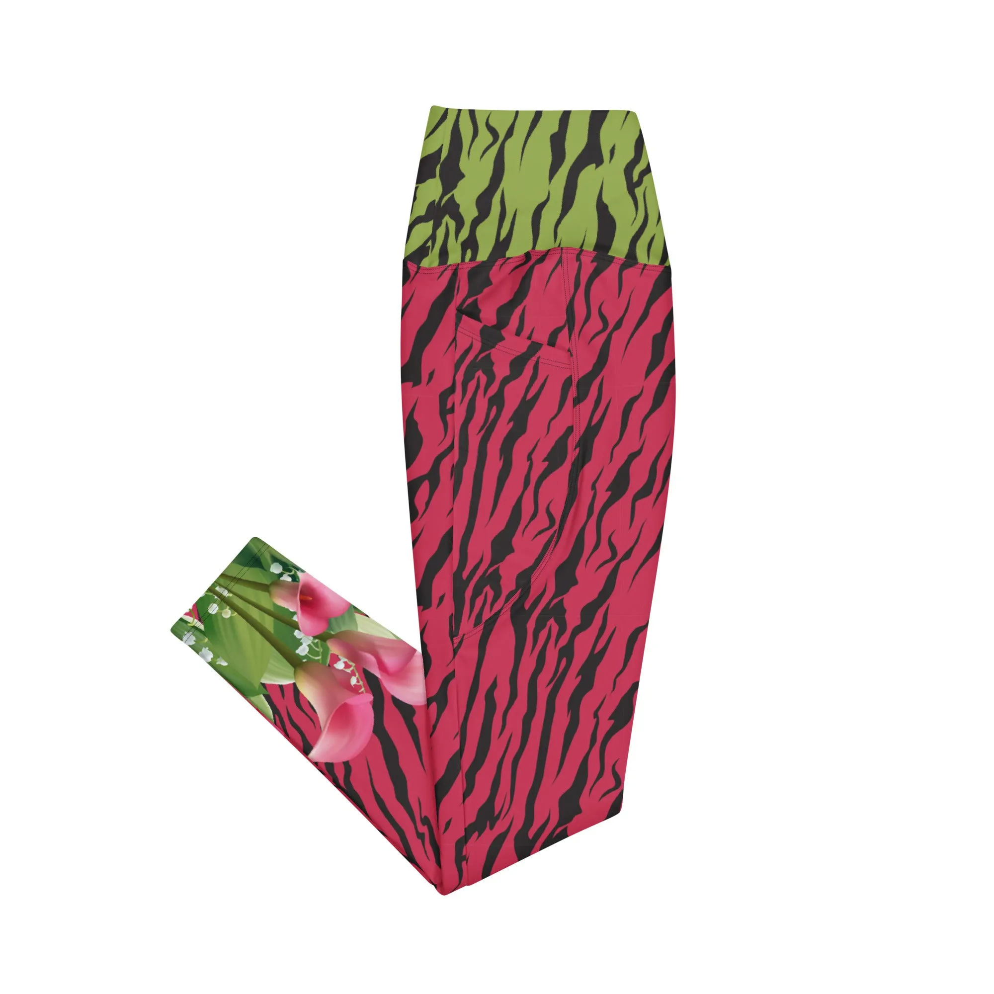 Pink and Green Zebra with Cala Liles Leggings with pockets