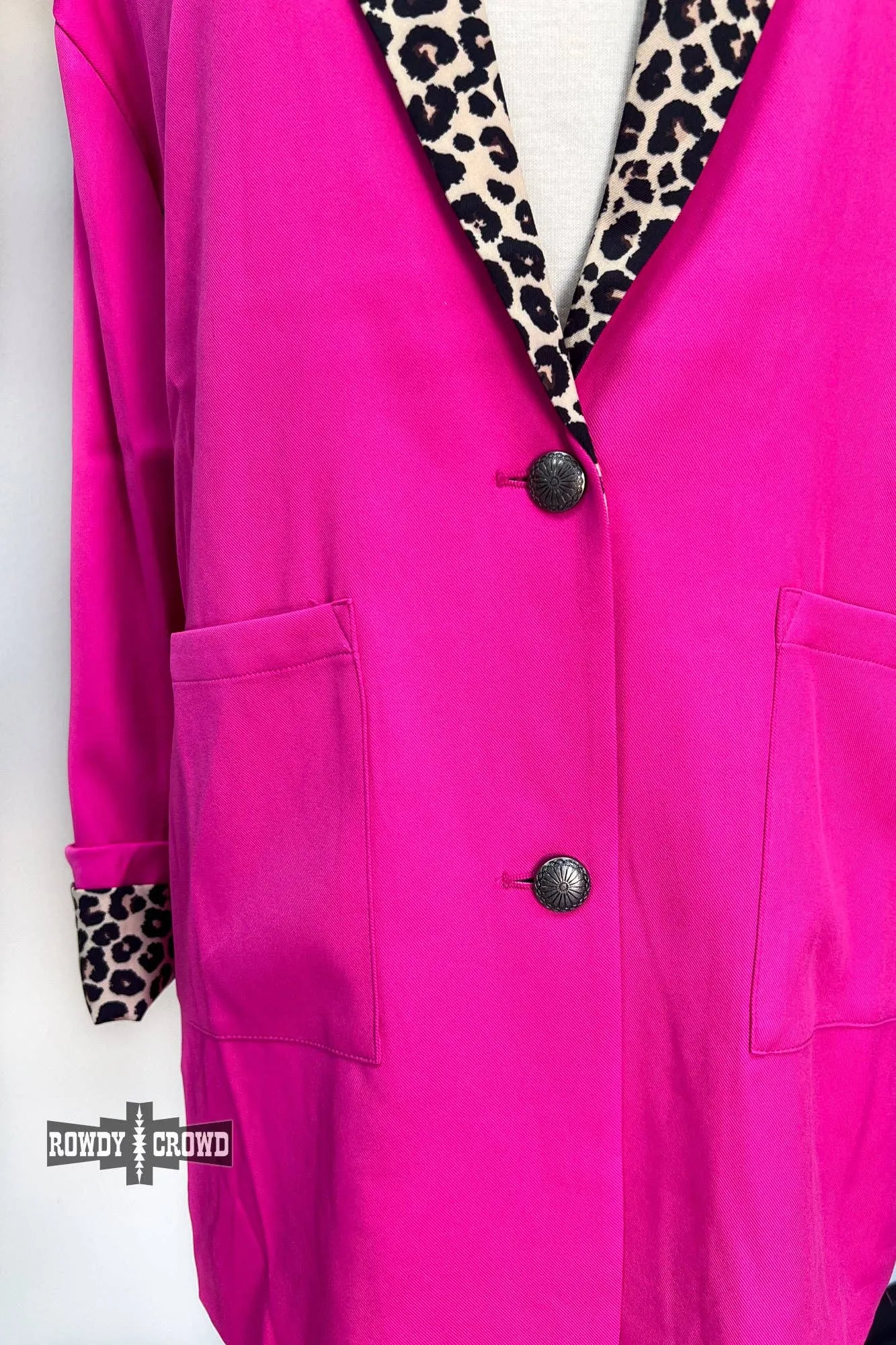 Pink blazer with leopard print