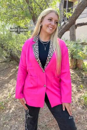 Pink blazer with leopard print