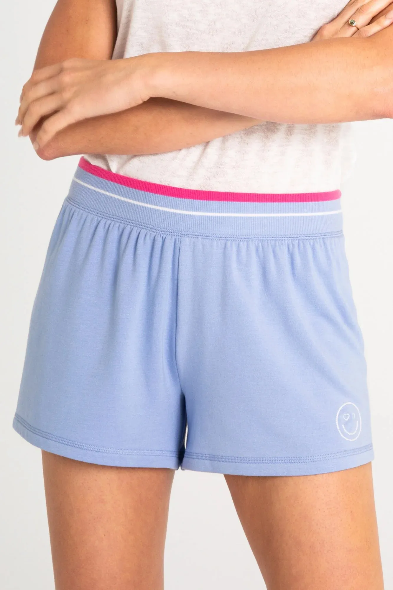 PJ Salvage Choose Happy Blue PJ Shorts
