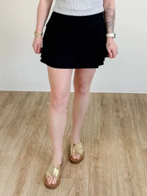 Pleated Active Cargo Skirt in Black