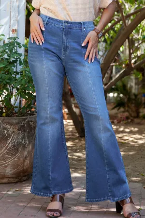 Plus Size High Waist Flare Jeans