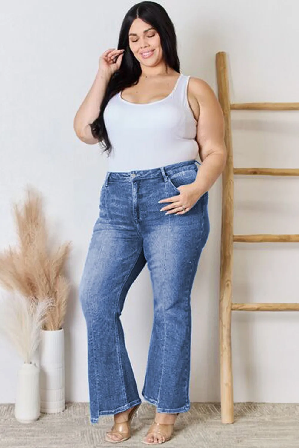 Plus Size High Waist Flare Jeans