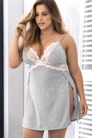 Plus Size Lace Trim Chemise