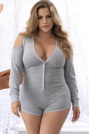 Plus Size Long Sleeve Sleep Romper