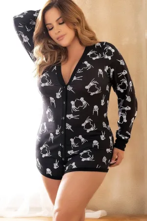 Plus Size Long Sleeve Sleep Romper