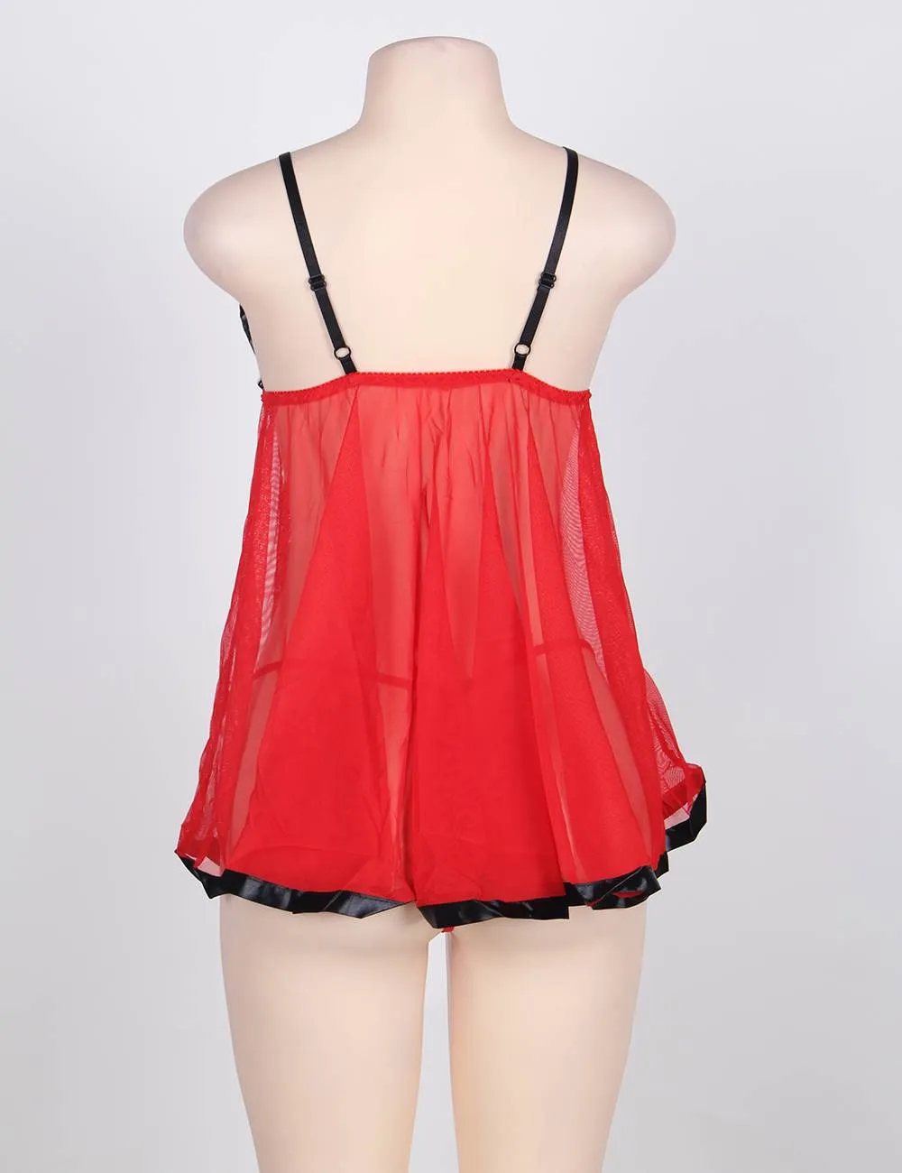 Plus Size Sexy Sheer Lace Open Back Babydoll Dress