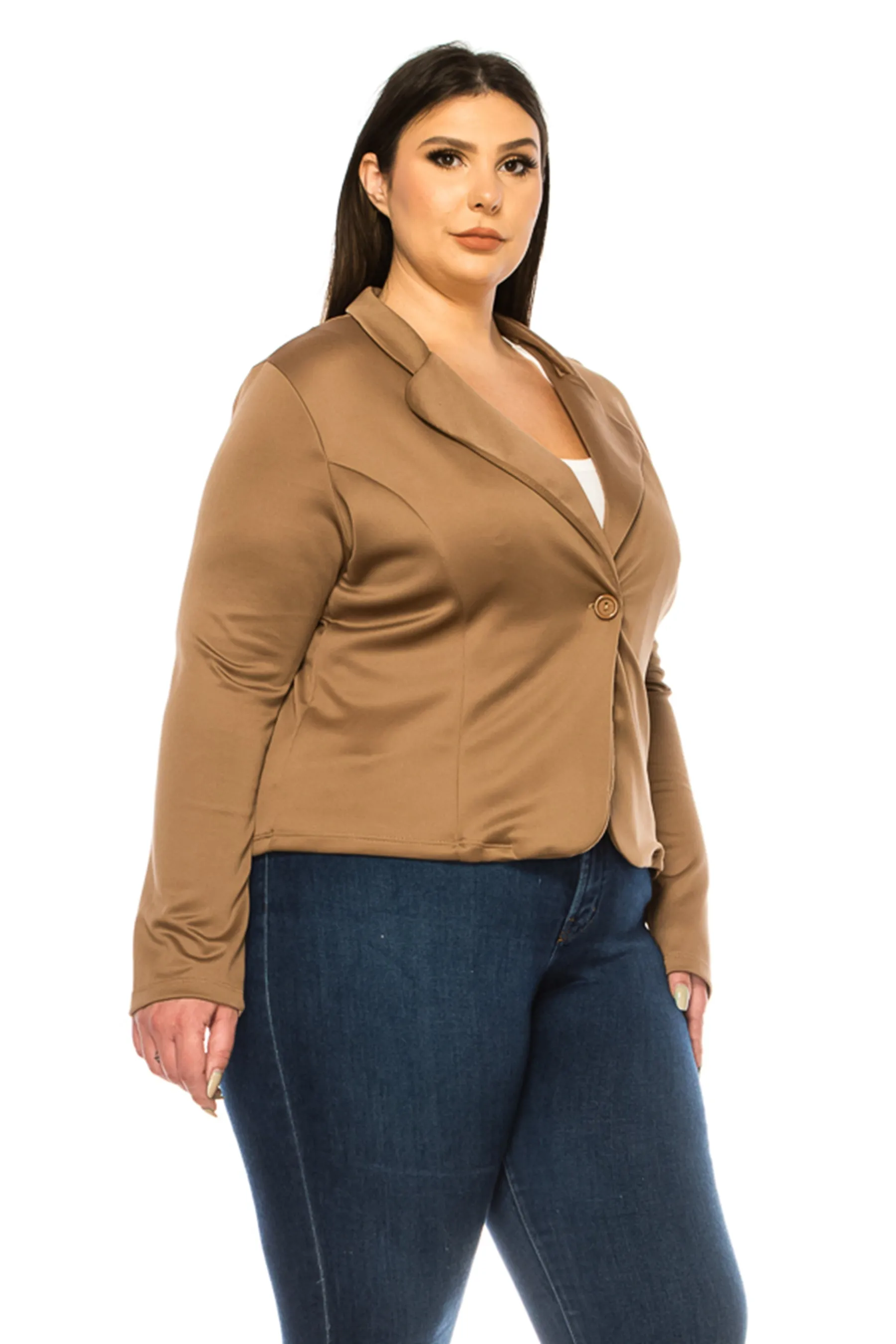Plus Size Solid Blazer with Single Button Closure V865 $12Each