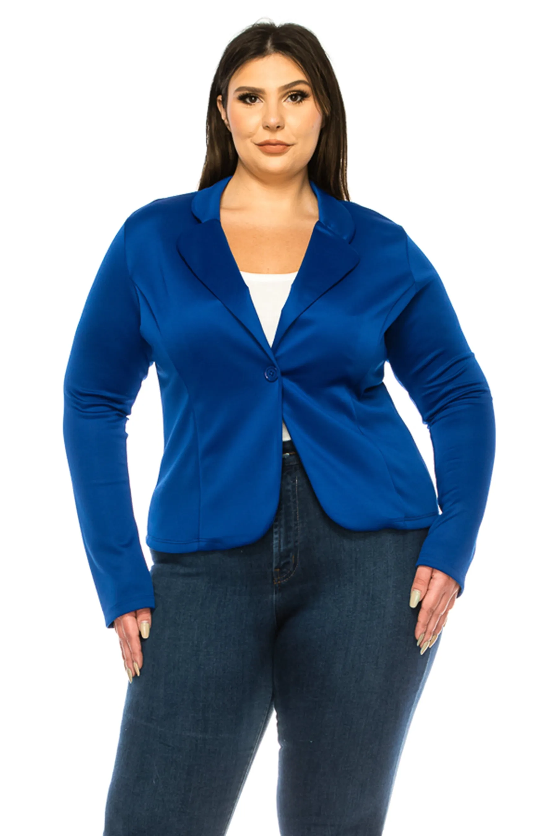 Plus Size Solid Blazer with Single Button Closure V865 $12Each