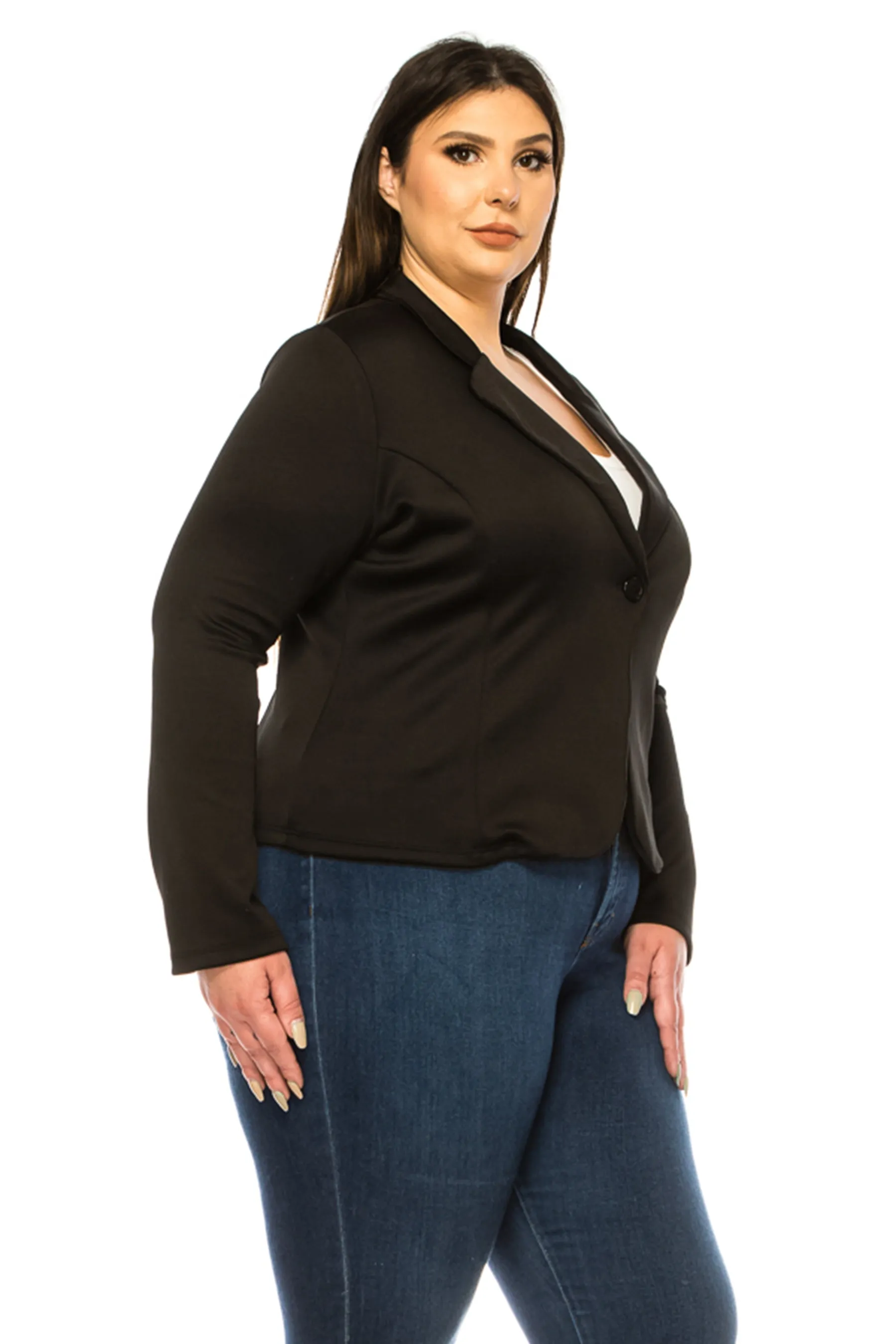 Plus Size Solid Blazer with Single Button Closure V865 $12Each
