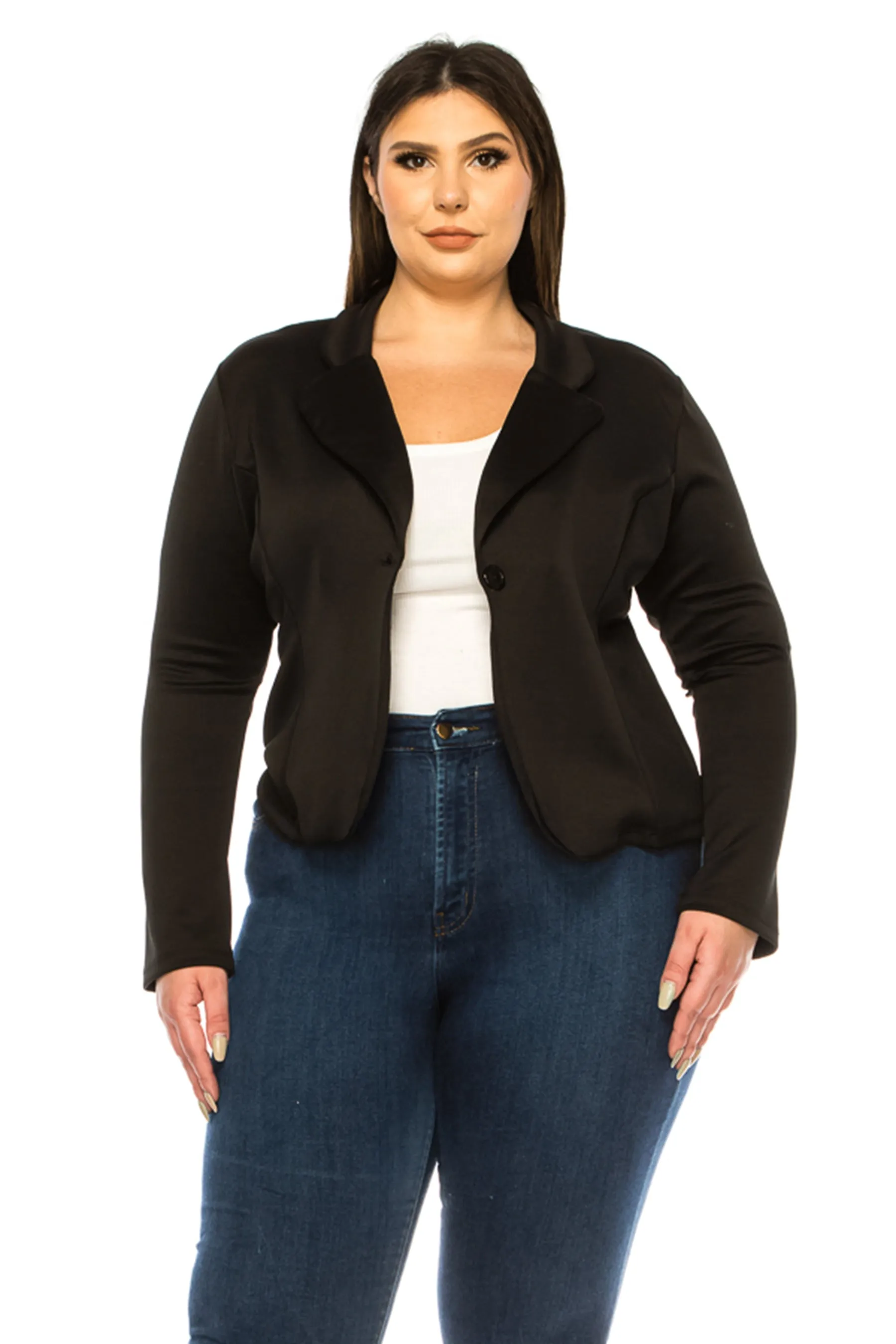Plus Size Solid Blazer with Single Button Closure V865 $12Each