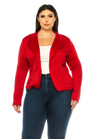 Plus Size Solid Blazer with Single Button Closure V865 $12Each