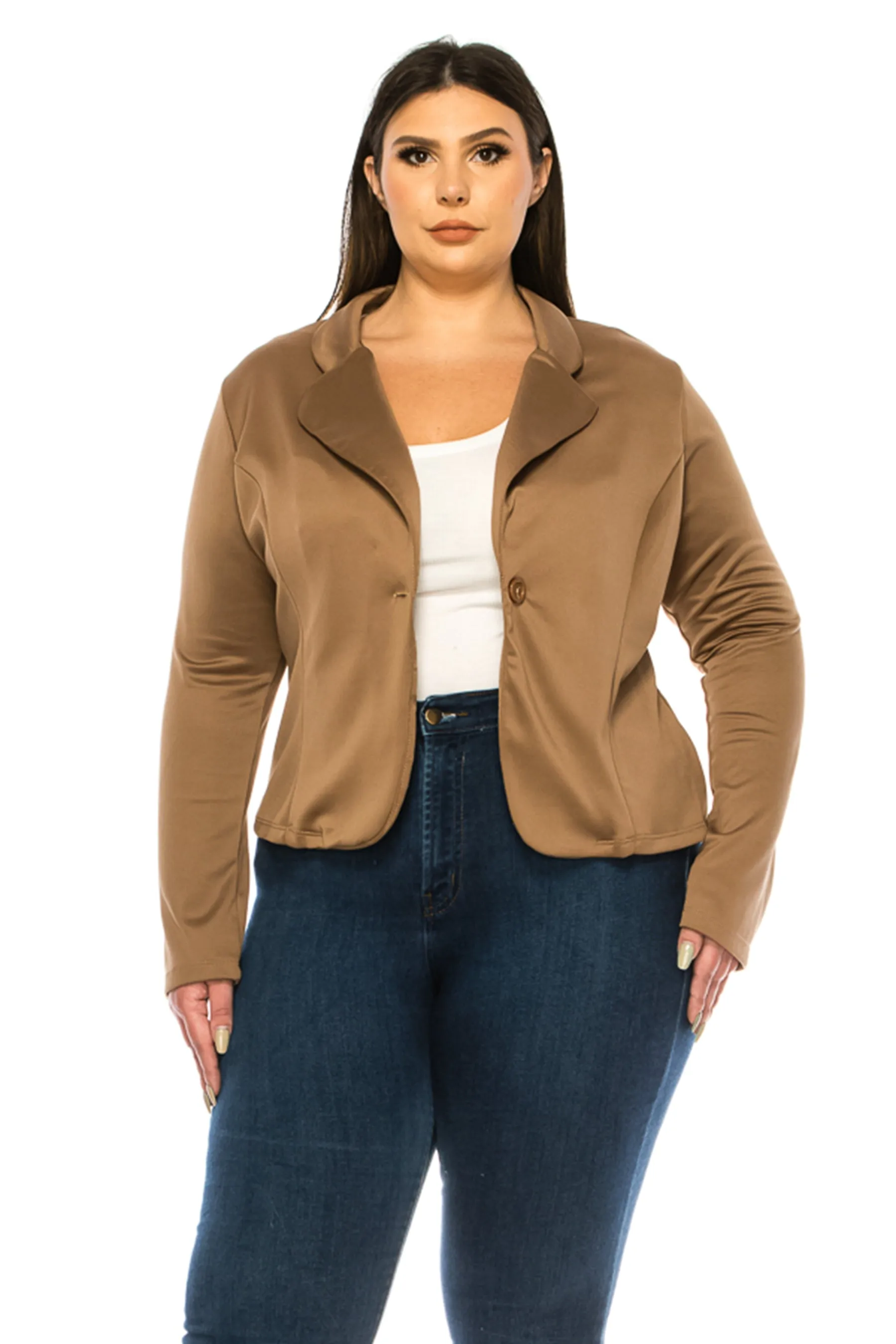 Plus Size Solid Blazer with Single Button Closure V865 $12Each