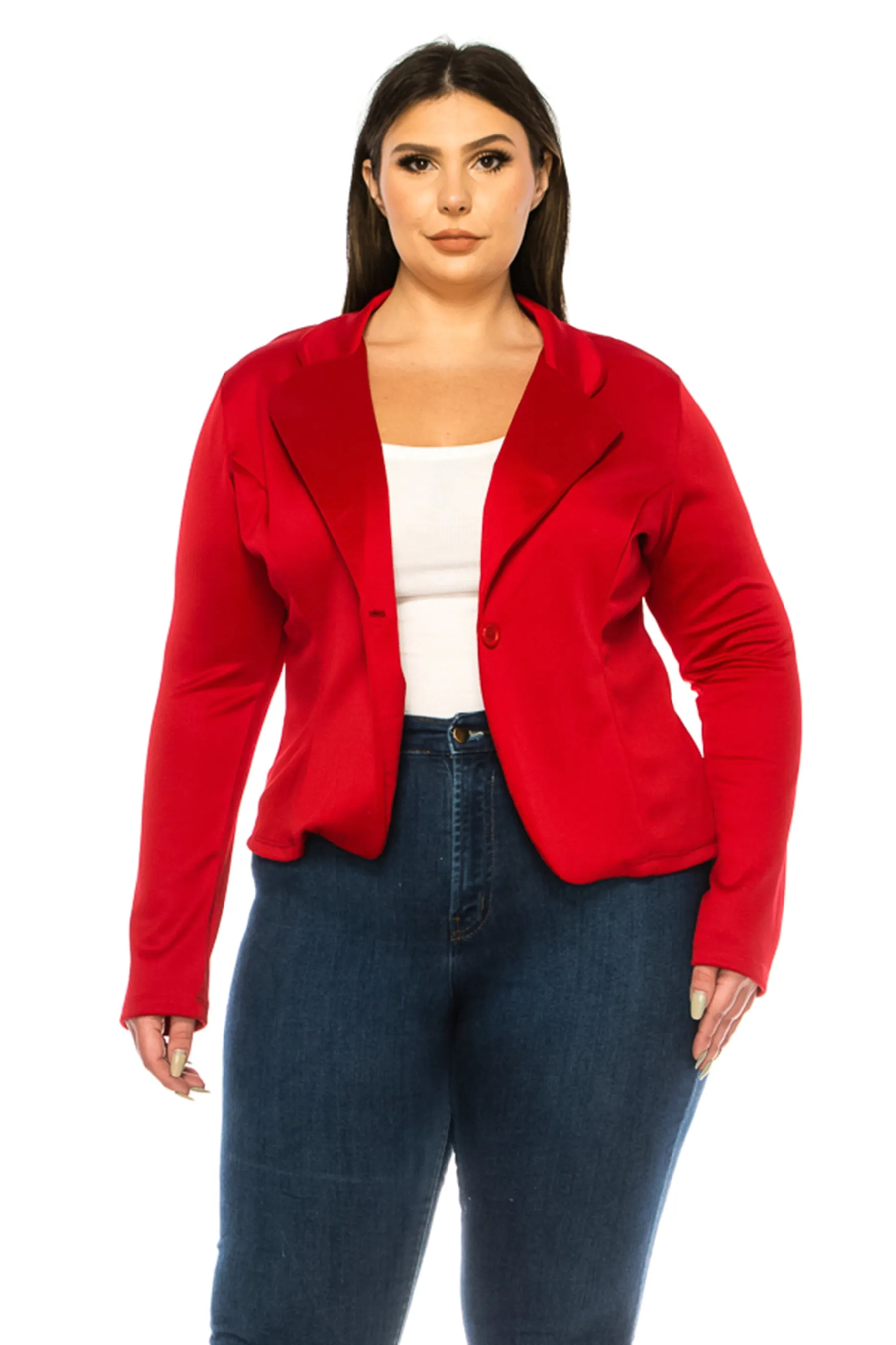 Plus Size Solid Blazer with Single Button Closure V865 $12Each