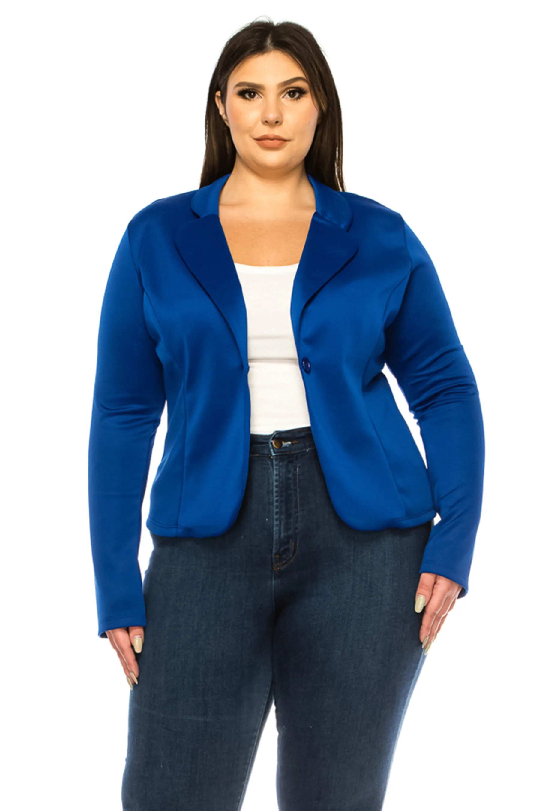 Plus Size Solid Blazer with Single Button Closure V865 $12Each