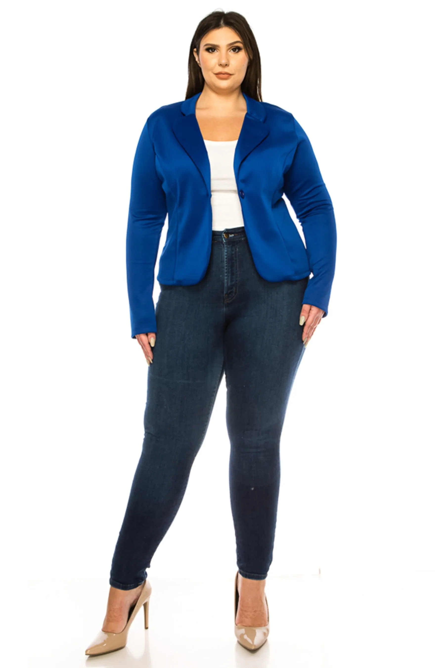 Plus Size Solid Blazer with Single Button Closure V865 $12Each