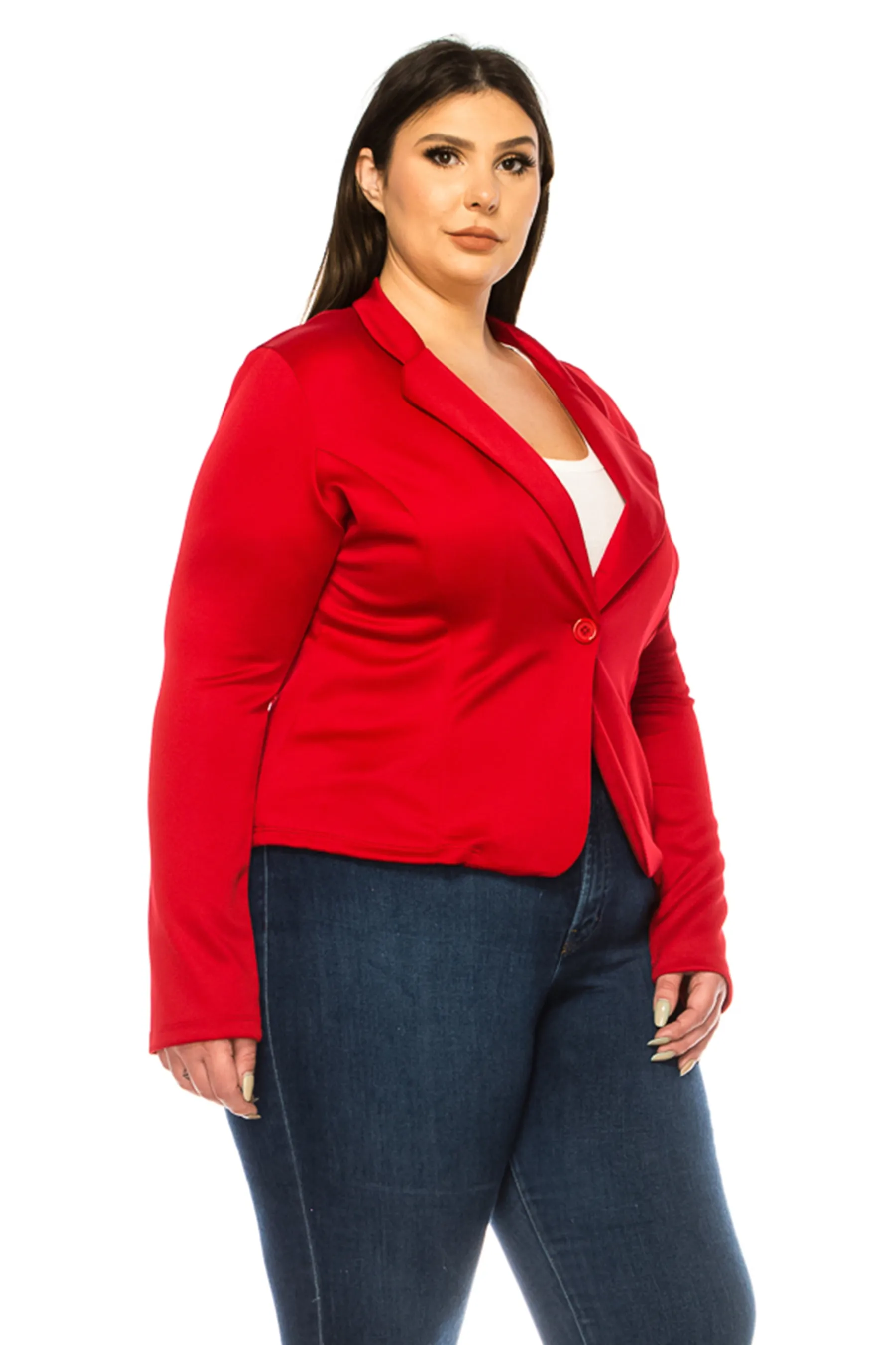 Plus Size Solid Blazer with Single Button Closure V865 $12Each