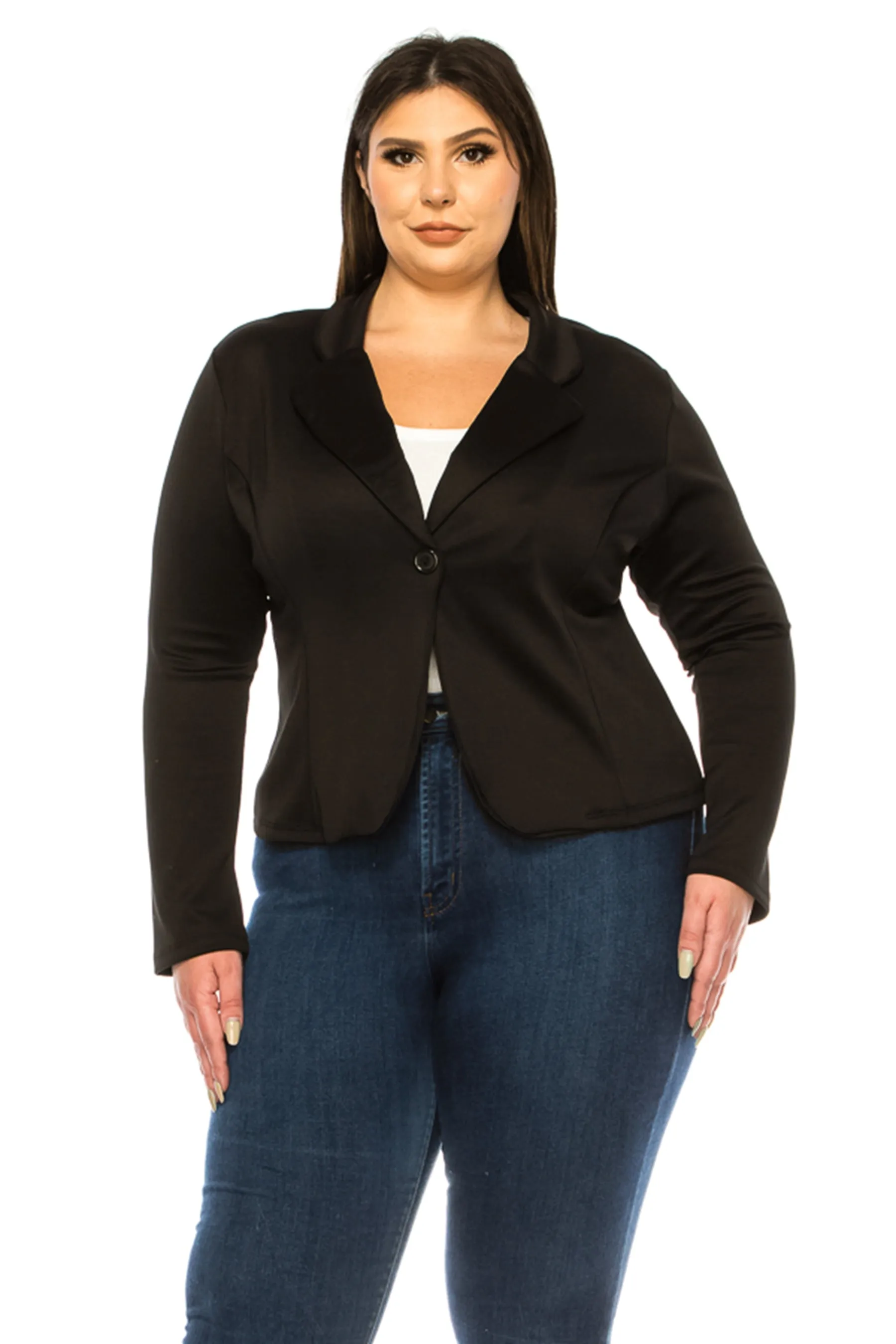 Plus Size Solid Blazer with Single Button Closure V865 $12Each