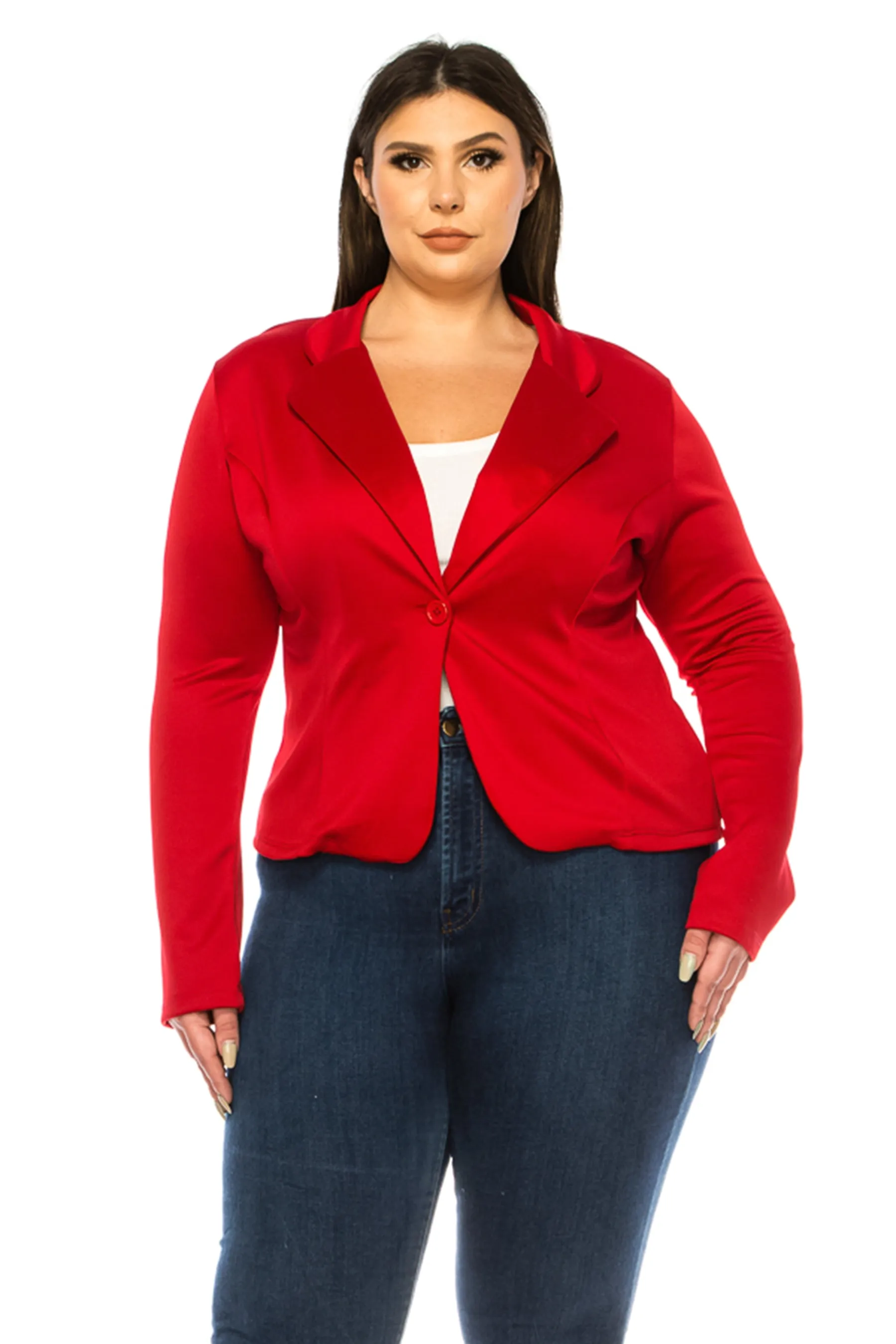 Plus Size Solid Blazer with Single Button Closure V865 $12Each