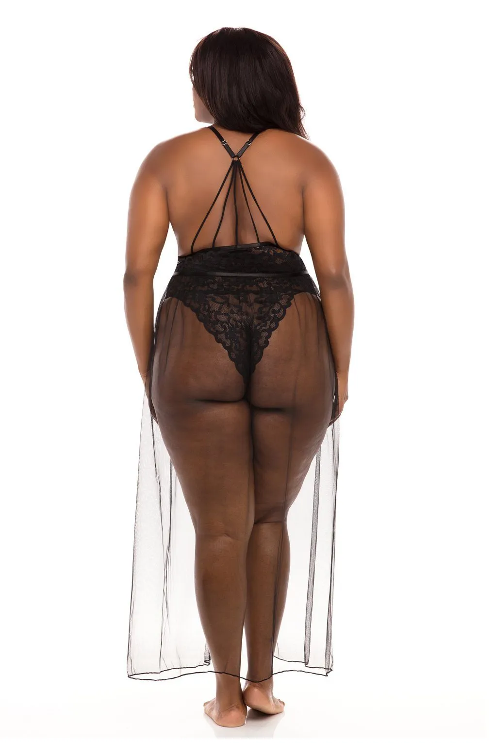 Plus Size Tie Front Slip Skirt