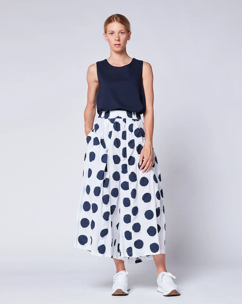 Polka Dot Elastic Palazzo Pant