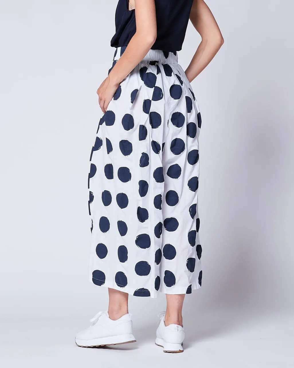 Polka Dot Elastic Palazzo Pant
