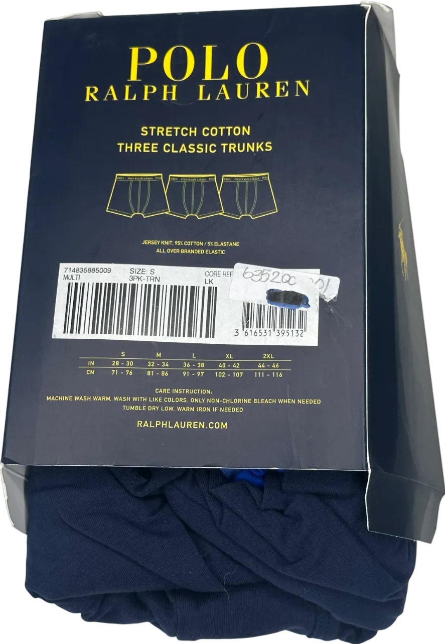 Polo Ralph Lauren Multicoloured Stretch Cotton Boxer Brief 3-pack UK S